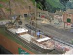 A railway diorama with a maritime theme.
